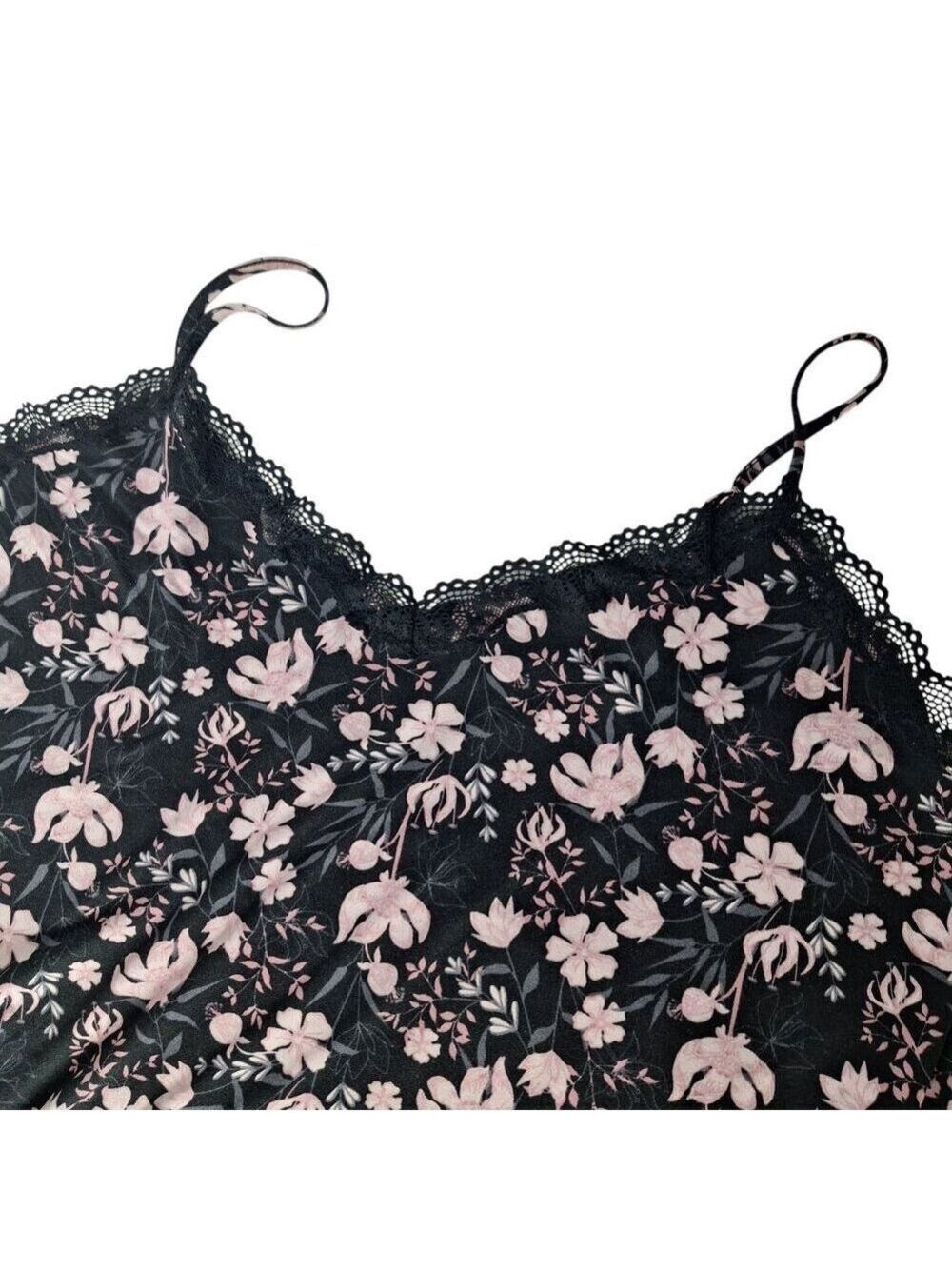 Thalia Sodi Black Pink Floral Lace Chemise Nightgown Large 2X